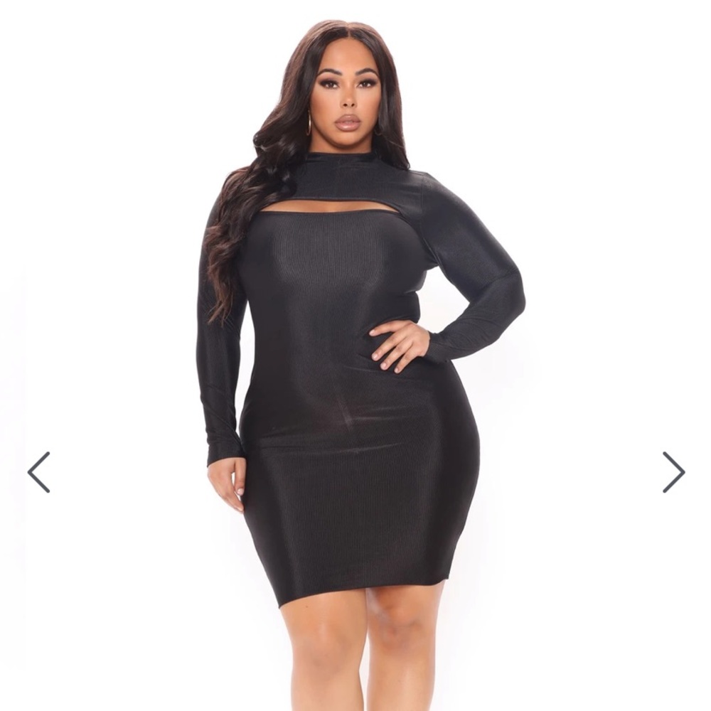 Black - Midi Dress - 1X